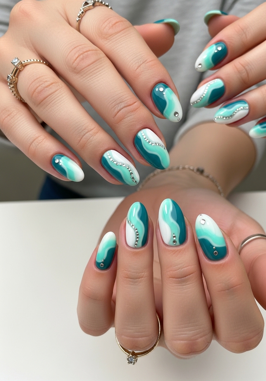 Seafoam Abstract Nails